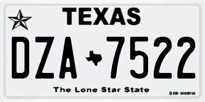 TX license plate DZA7522