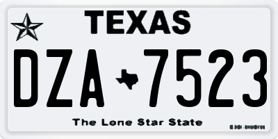 TX license plate DZA7523