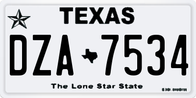 TX license plate DZA7534