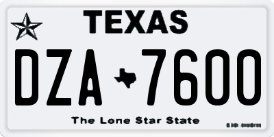 TX license plate DZA7600