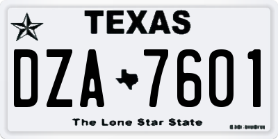 TX license plate DZA7601