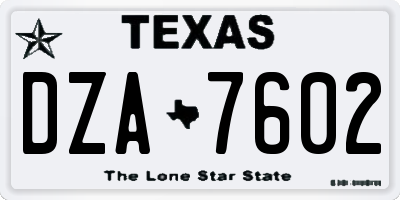 TX license plate DZA7602