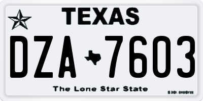 TX license plate DZA7603