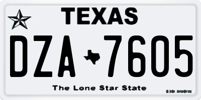 TX license plate DZA7605