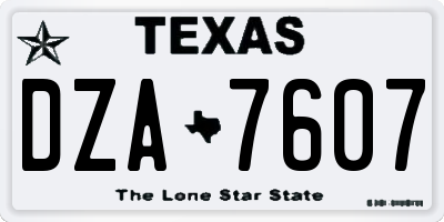 TX license plate DZA7607
