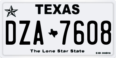 TX license plate DZA7608