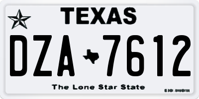 TX license plate DZA7612