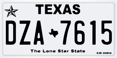 TX license plate DZA7615