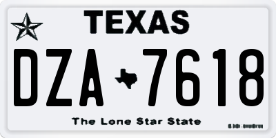TX license plate DZA7618