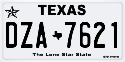 TX license plate DZA7621