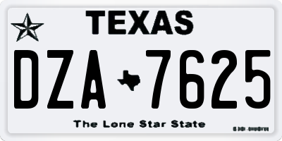 TX license plate DZA7625