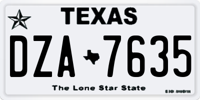 TX license plate DZA7635