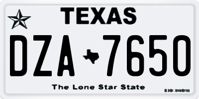 TX license plate DZA7650