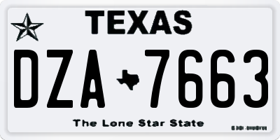 TX license plate DZA7663