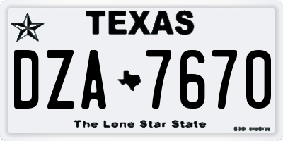 TX license plate DZA7670