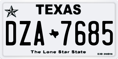 TX license plate DZA7685
