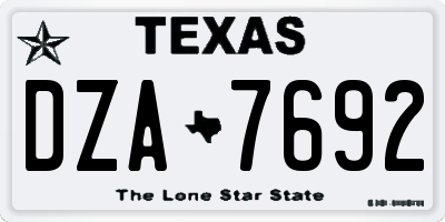 TX license plate DZA7692