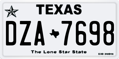 TX license plate DZA7698