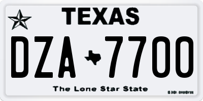 TX license plate DZA7700
