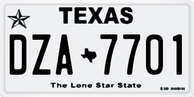 TX license plate DZA7701