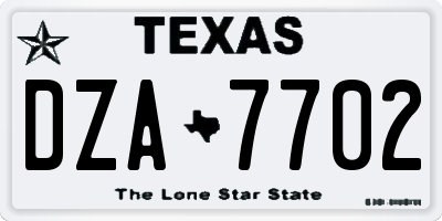 TX license plate DZA7702
