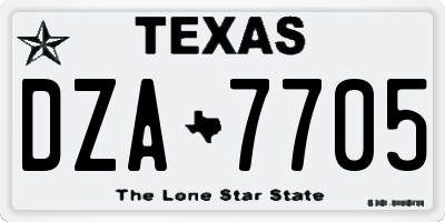 TX license plate DZA7705