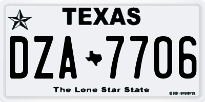 TX license plate DZA7706