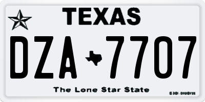 TX license plate DZA7707