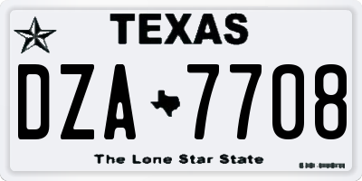 TX license plate DZA7708