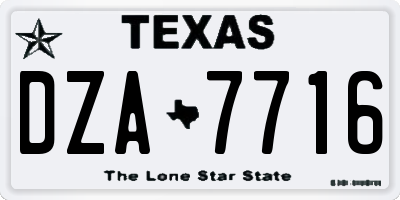 TX license plate DZA7716