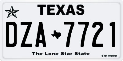 TX license plate DZA7721