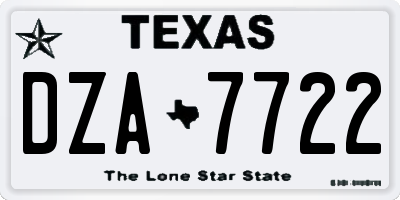 TX license plate DZA7722