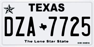TX license plate DZA7725