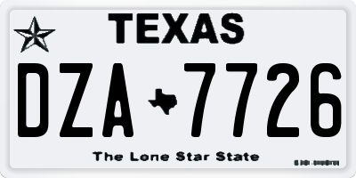 TX license plate DZA7726