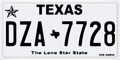 TX license plate DZA7728