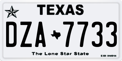 TX license plate DZA7733