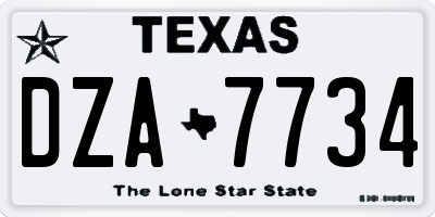 TX license plate DZA7734
