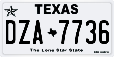 TX license plate DZA7736