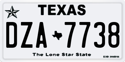 TX license plate DZA7738