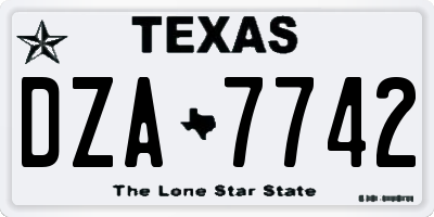 TX license plate DZA7742