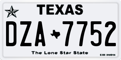 TX license plate DZA7752