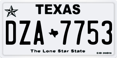 TX license plate DZA7753