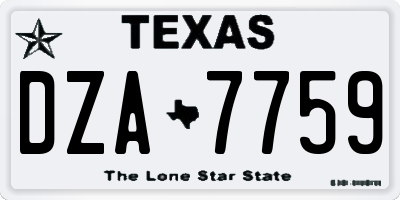TX license plate DZA7759