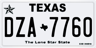 TX license plate DZA7760