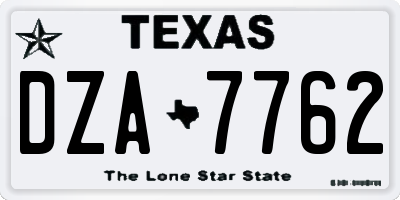 TX license plate DZA7762