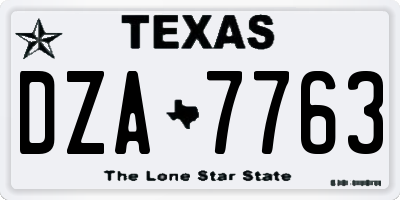 TX license plate DZA7763