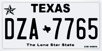 TX license plate DZA7765
