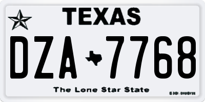 TX license plate DZA7768