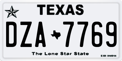 TX license plate DZA7769