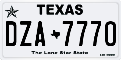 TX license plate DZA7770